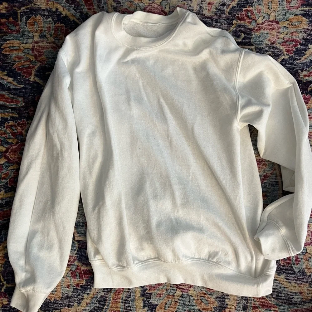 Lot of 3 Unisex Crew-neck Sweaters - White, Yellow, and Blue. Size Medium. - Picture 2 of 6